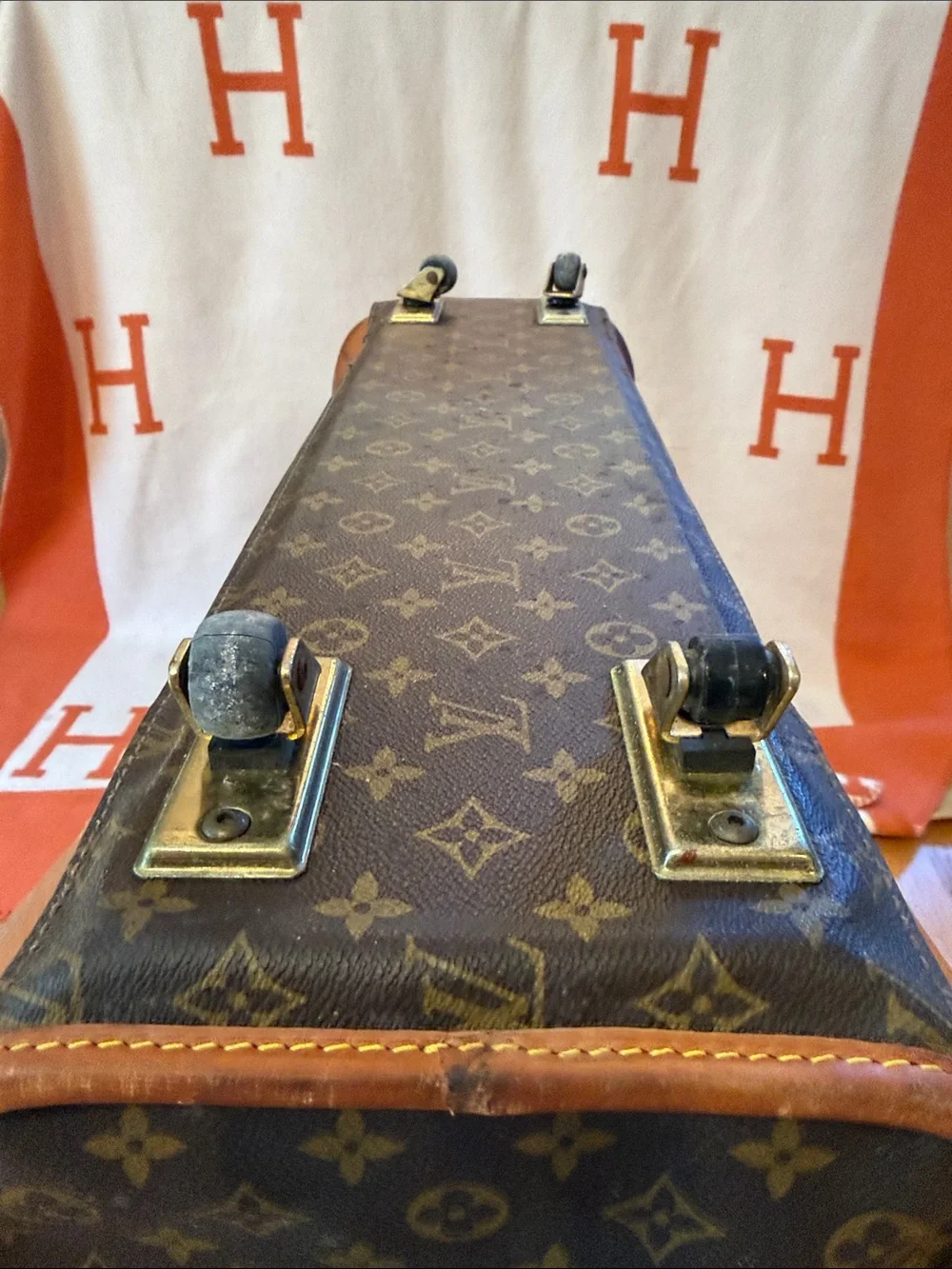 Louis Vuitton Monogram Canvas Suitcase with Tan Trim, Look at Photos